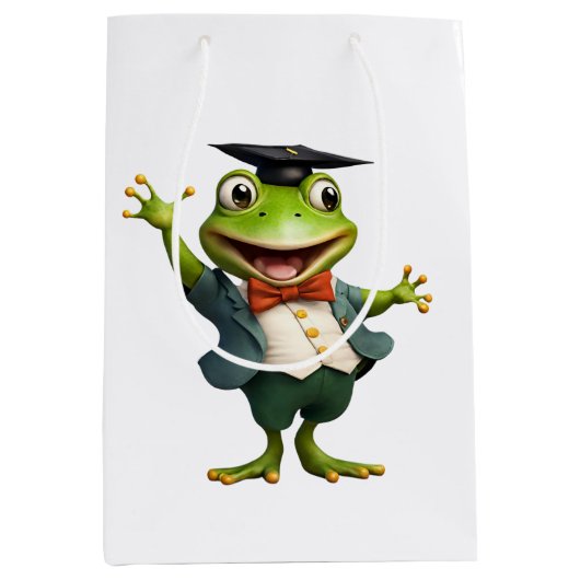 Graduierte, Frog, Abschluss, künstliche Intelligen Mittlere Geschenktüte (Vorderseite)