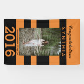 Graduierte Glückwunsch-orange Foto-Yard-Zeichen Banner (Horizontal)