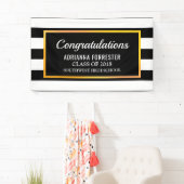 Graduierte Glückwunsch-Schwarz-weiße Streifen Banner (Insitu)