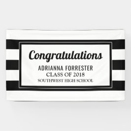 Graduierte Glückwunsch-Schwarz-weiße Streifen Banner