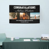 Graduierte Glückwünsche Drehbuch Drei Foto Schwarz Banner (Messeveranstaltung)