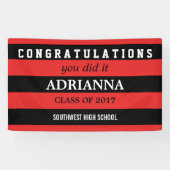 Graduierte Glückwünsche schwarz und rote Streifen Banner (Horizontal)