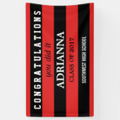 Graduierte Glückwünsche schwarz und rote Streifen Banner (Vertikal)