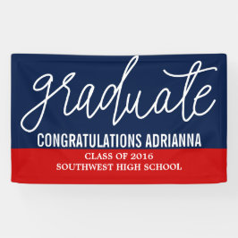 Graduierte handschriftliche Glückwünsche Navy Blue Banner