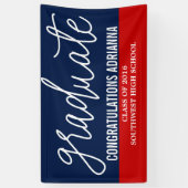 Graduierte handschriftliche Glückwünsche Navy Blue Banner (Vertikal)