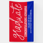 Graduierte handschriftliche Glückwünsche Red Blue Banner (Vertikal)