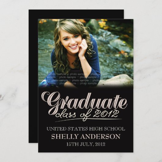 Graduierte Klasse modernen Schwarzen 2012 laden Einladung (Vorne/Hinten)