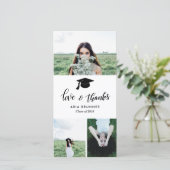 Graduierte Liebe & Dank Drei Foto Moderne Ankündigung (Stehend Vorderseite)