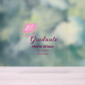 Graduierte rosa Glitzer Graduierung Oberteil Name Acrylschild (Neutral)