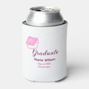 Graduierte rosa Glitzer Graduierung Oberteil Name  Dosenkühler
