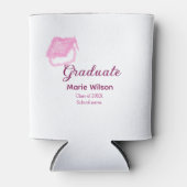 Graduierte rosa Glitzer Graduierung Oberteil Name Dosenkühler (Vorderseite)