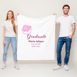 Graduierte rosa Glitzer Graduierung Oberteil Name  Fleecedecke
