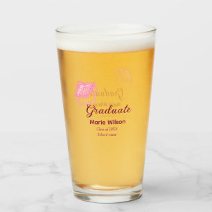 Graduierte rosa Glitzer Graduierung Oberteil Name Glas