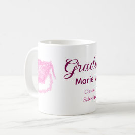 Graduierte rosa Glitzer Graduierung Oberteil Name  Kaffeetasse