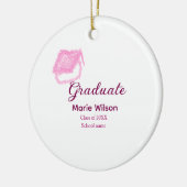 Graduierte rosa Glitzer Graduierung Oberteil Name Keramik Ornament (Links)