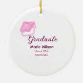 Graduierte rosa Glitzer Graduierung Oberteil Name Keramik Ornament (Hinten)