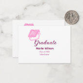 Graduierte rosa Glitzer Graduierung Oberteil Name  Mitteilungskarte (Vorderseite/Rückseite Beispiel)