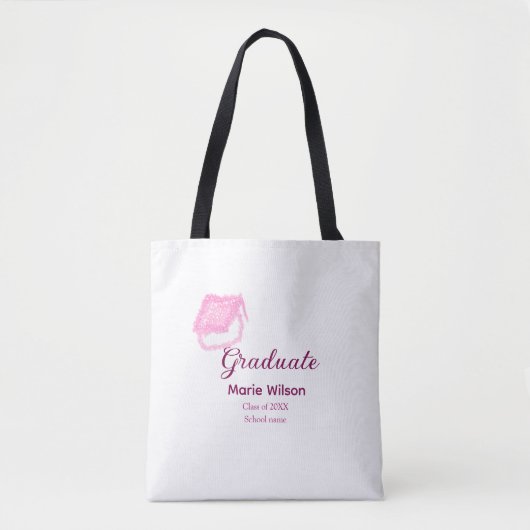 Graduierte rosa Glitzer Graduierung Oberteil Name Tasche (Vorderseite)
