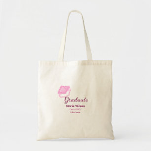 Graduierte rosa Glitzer Graduierung Oberteil Name  Tragetasche