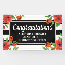Graduierte rote Blumen| Schwarz-weiße Streifen Banner