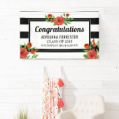 Graduierte rote Pfingstrosen-Schwarz-weiße Banner (Insitu)