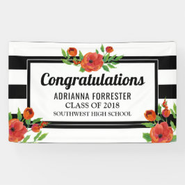 Graduierte rote Pfingstrosen-Schwarz-weiße Banner