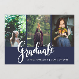 Graduierte Typografie Drei Fotos| Navy Einladung