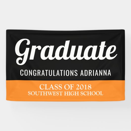 Graduierte Typografie-Glückwunsch-Schwarz-Orange Banner (Horizontal)