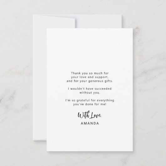 Graduiertencap einfache Skript vielen Dank Dankeskarte (Rückseite)