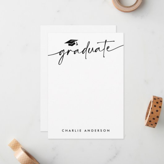Graduiertencap moderne Skriptleere Mitteilungskarte (Vorderseite/Rückseite Beispiel)