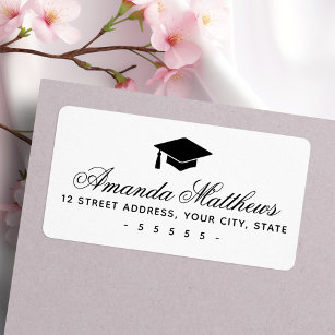 Graduiertencap Rücksendeadresse mit eleganten Dreh Adressaufkleber