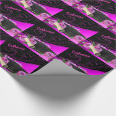 Graduiertendiplom Pink Black Personal Geschenkpapier (Ecke)