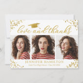 Graduiertengold auf weißer Liebe und Dank Einladung (Vorderseite)