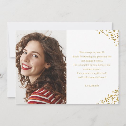 Graduiertengold auf weißer Liebe und Dank Einladung (Rückseite)