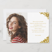 Graduiertengold-Foil auf Weiß Danke Einladung (Rückseite)