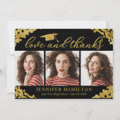 Graduiertengoldfilm auf schwarzer Liebe und Dank Einladung (Vorderseite)