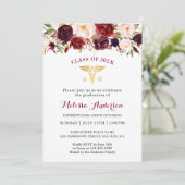 Graduiertengruppe Burgund Floral Nursing School Gr Einladung (Stehend Vorderseite)