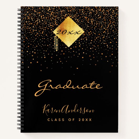 Graduiertengruppe Graduate Black Gold Konfetti Notizblock (Vorderseite)