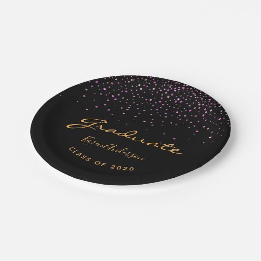 Graduiertengruppe Graduiertengold lila Pappteller (Schrägansicht)