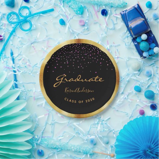 Graduiertengruppe Graduiertengold lila Pappteller (Party)