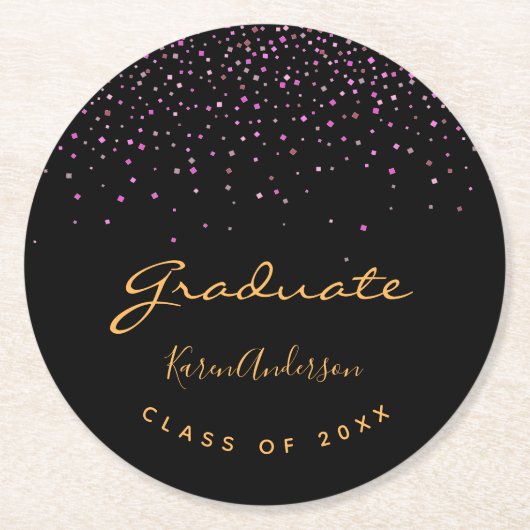 Graduiertengruppe Graduiertengold lila Runder Pappuntersetzer (Vorderseite)