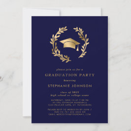 Graduiertengruppe Navy Gold Grap Wreath Chic Gradu Einladung
