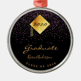Graduiertengruppe schwarz lila 2025 ornament aus metall