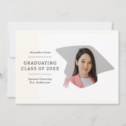 Graduiertenkap Black and Ivory 1 Foto Abschluss Ankündigung (Vorderseite)