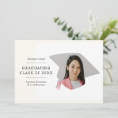 Graduiertenkap Black and Ivory 1 Foto Abschluss Ankündigung (Stehend Vorderseite)