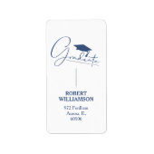 Graduiertenkap Blue-Rücksendeadresse Adressaufkleber (Vorne)