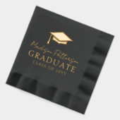 Graduiertenkap Elegant Personalisiert Name Graduat Servietten Mit Folie (Links)