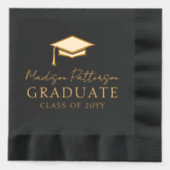 Graduiertenkap Elegant Personalisiert Name Graduat Servietten Mit Folie (Vorderseite)