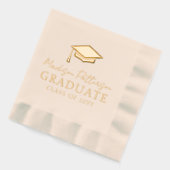Graduiertenkap Elegant Personalisiert Name Graduat Servietten Mit Folie (Links)