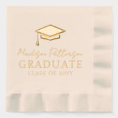 Graduiertenkap Elegant Personalisiert Name Graduat Servietten Mit Folie (Vorderseite)